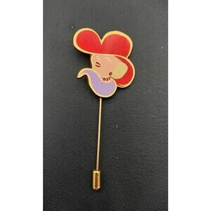 Vintage 2004 Red Hat Society Collectible Blonde Hair Gold Tone Stick Pin Brooch